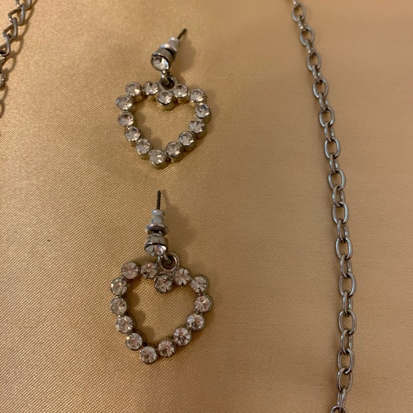 Silver Heart Earring and Necklace Set - Picture 3 of 4